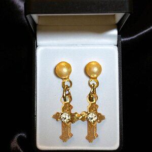 Dainty Dangle Cross Pierced Earrings